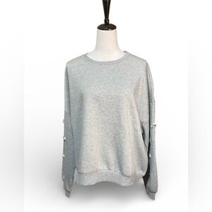 NWT Beaded Floral Sleeve Sweatshirt